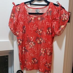 Red Floral Blouse